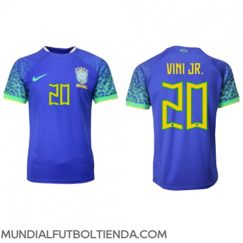 Camiseta Brasil Vinicius Junior #20 Segunda Equipación Replica Mundial 2022 mangas cortas